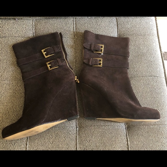 Michael Kors Wedge Suede Leather Boots 8M - Picture 1 of 6